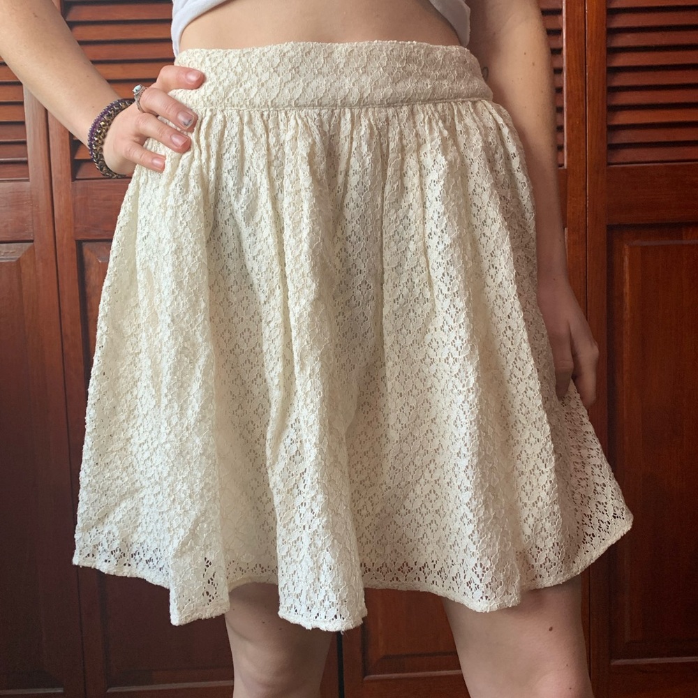 Eggshell lace skirt